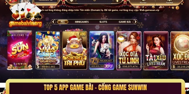 Top 5 app game bài - Cổng game Sunwin