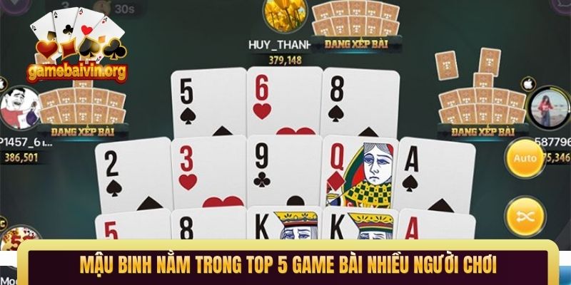 Mậu Binh nằm trong Top 5 game bài nhiều người chơi