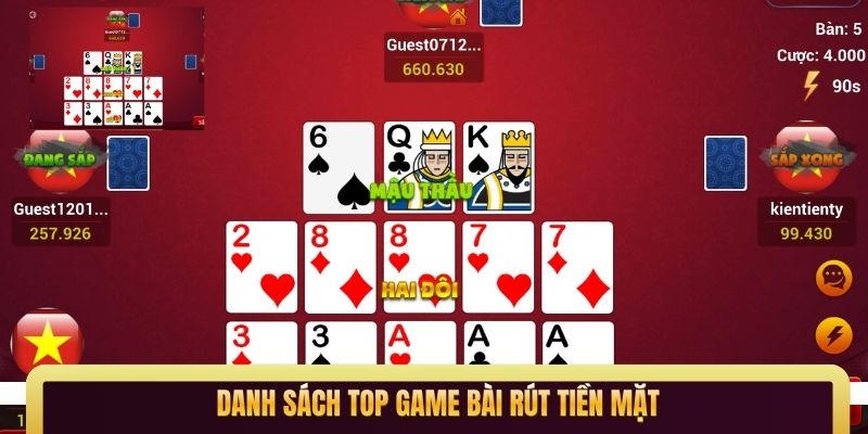 Danh sách Top game bài rút tiền mặtDanh sách Top game bài rút tiền mặt